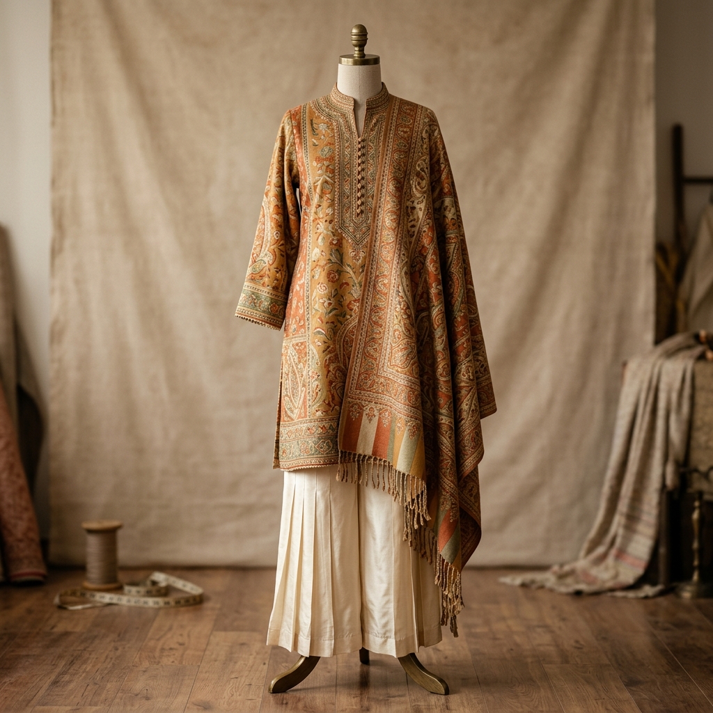 Pashmina Kani Work 3-Piece Suit & Shawl